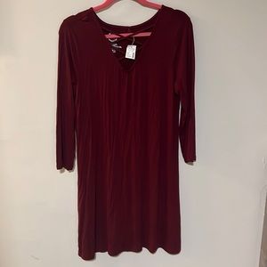 Maurices maroon, medium three-quarter, length, sleeve dress, new with tags